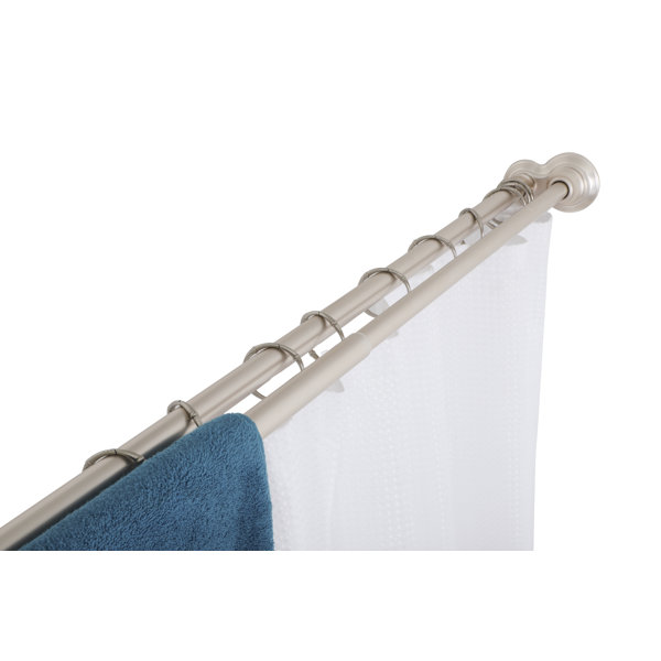 UtopiaAlley Adjustable Straight Tension Shower Curtain Rod & Hook Set